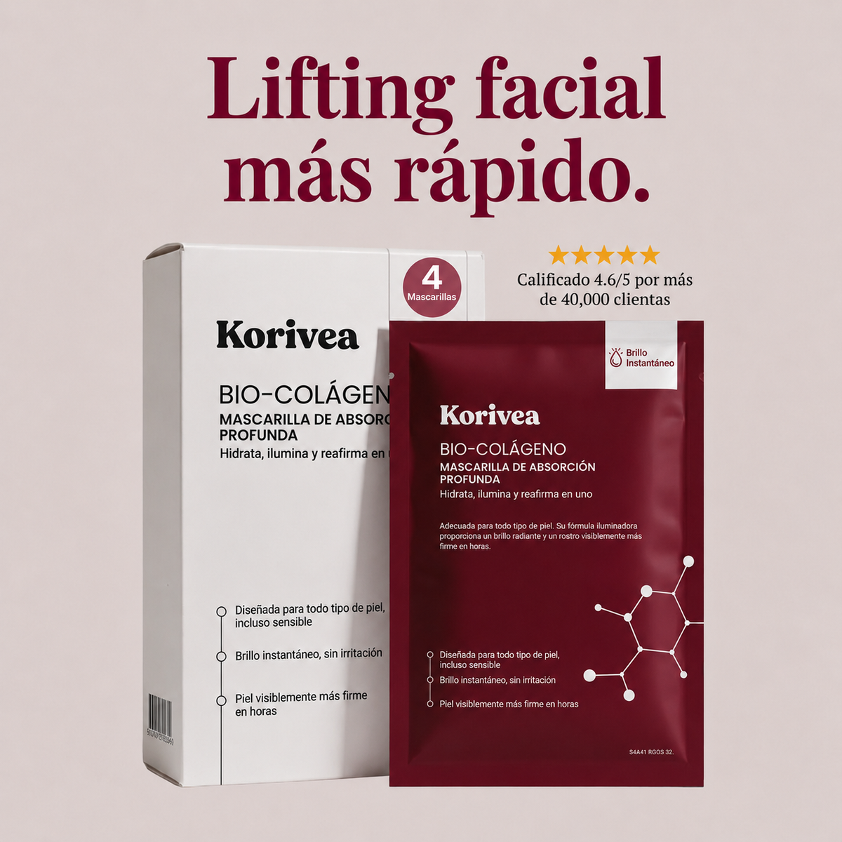 Mascarilla Facial de Bio-Colágeno | Reduce Arrugas y Reafirma la Piel